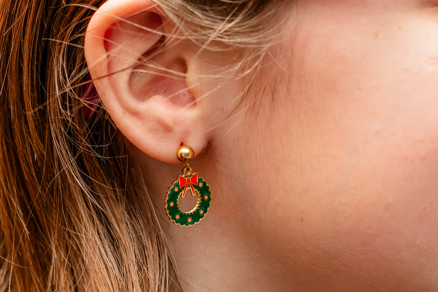 Christmas Wreath Earrings-Dangle Jewelry Collection