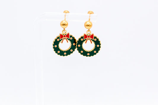 Christmas Wreath Earrings-Dangle Jewelry Collection