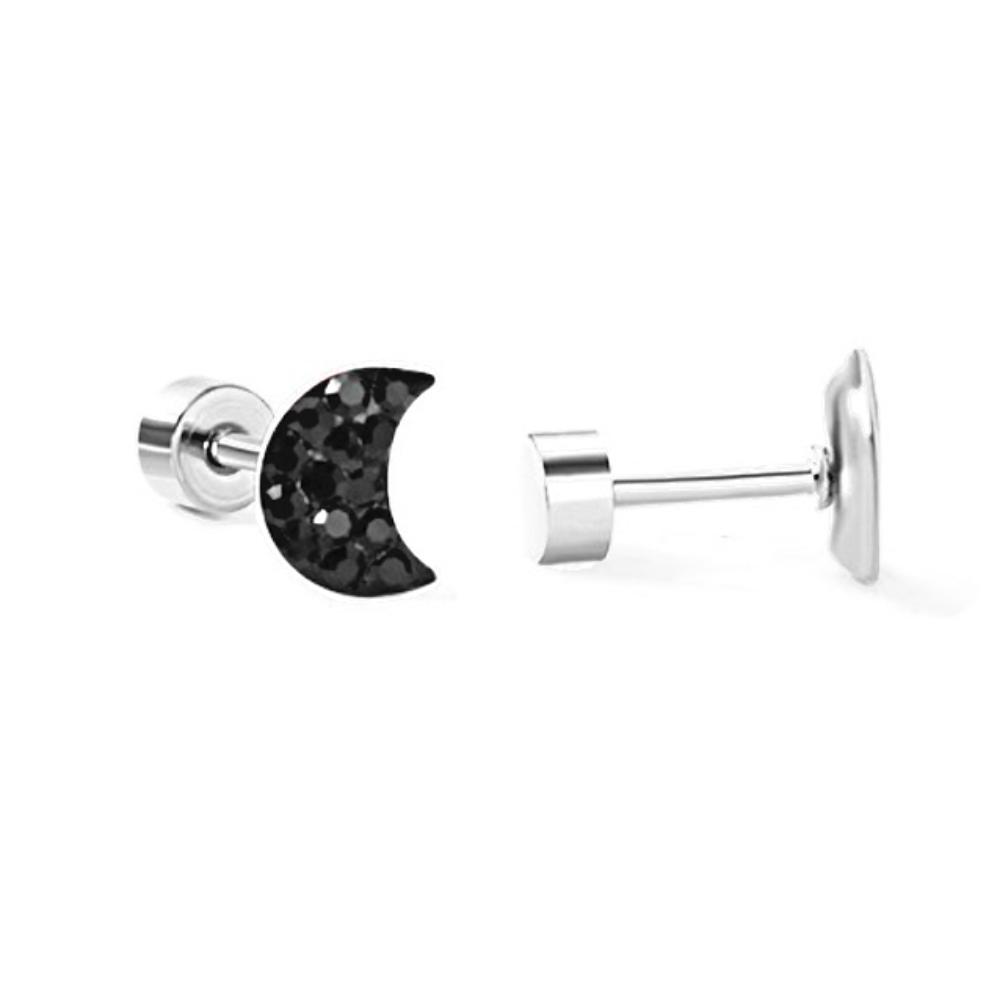 Dazzling Moon flatback stud, onyx