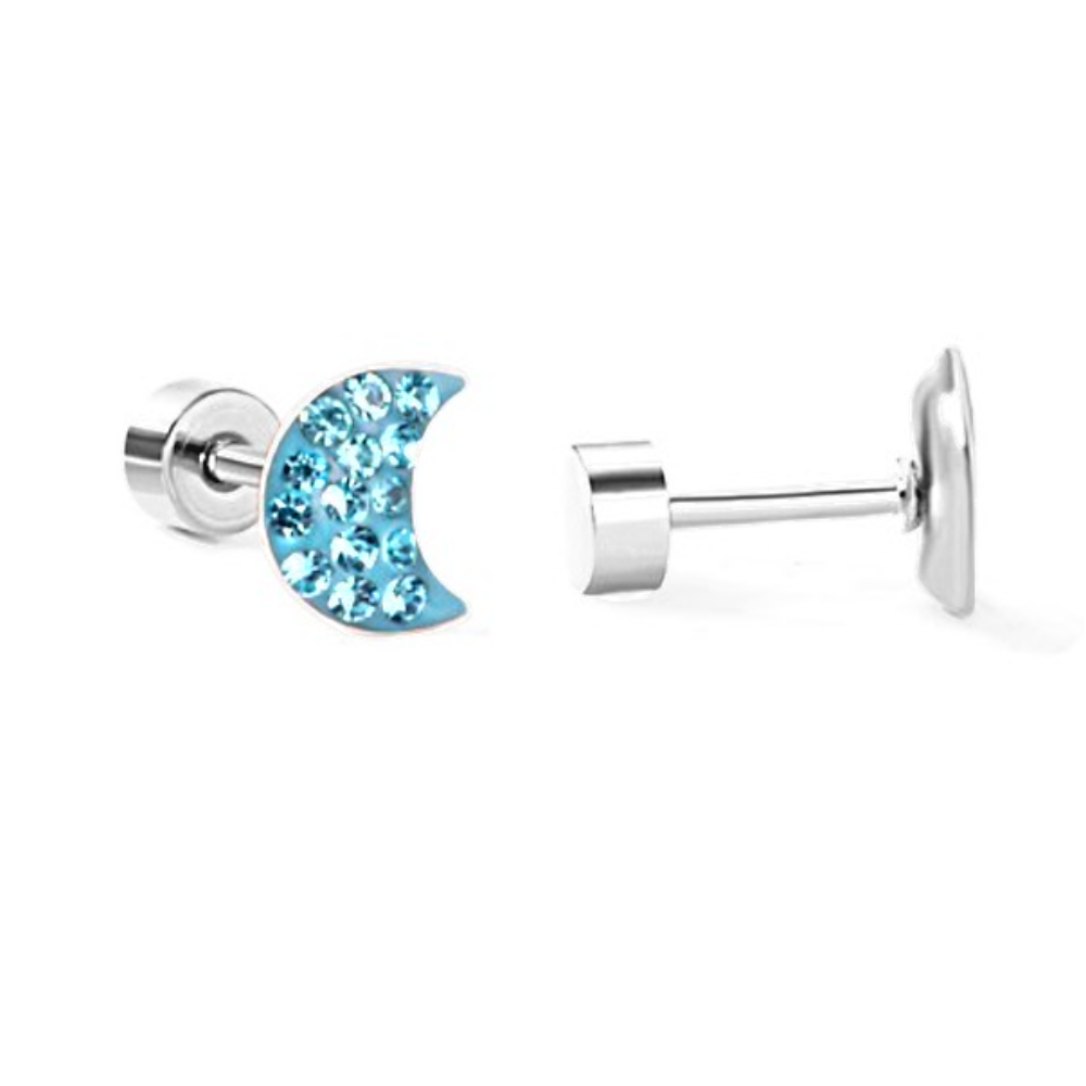 Dazzling Moon flatback stud, aquamarine