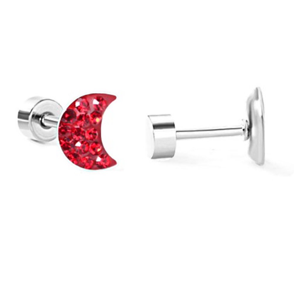 Dazzling Moon flatback stud, ruby