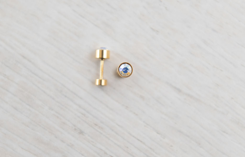 Bezel Set Cubic Zirconia Stud Earrings - The Dangle Jewelry