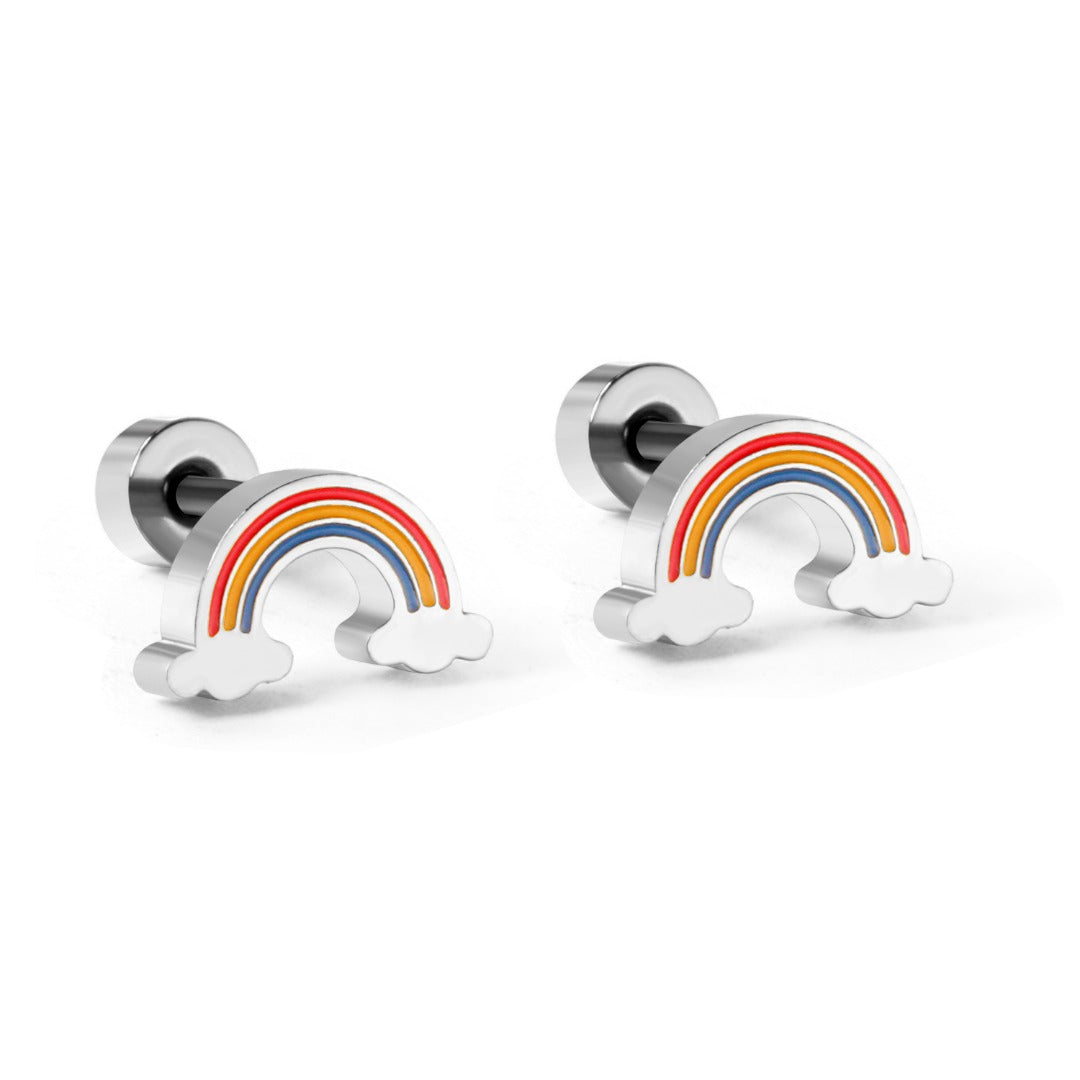 The Ahlani Rainbow Flatback Studs - The Dangle Jewelry Collection-Rainbow Earrings