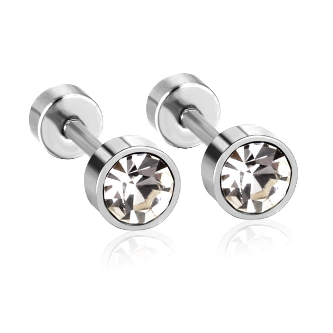 Elegant Silver Bezel Stud Earrings - The Dangle Jewelry