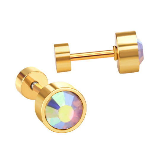 Bezel Set Cubic Zirconia Stud Earrings - The Dangle Jewelry